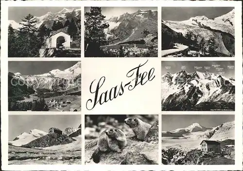 Saas Fee Alpenpanorama Teilansichten Kat. Saas Fee