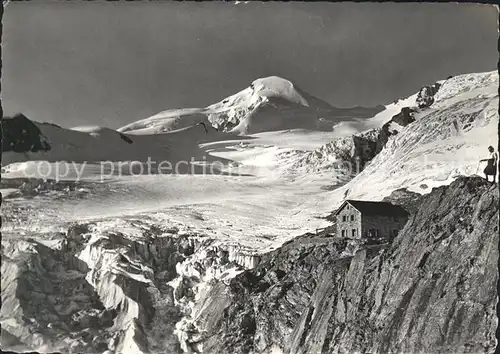 Saas Fee Berggasthaus Langefluh mit Allalinhorn Kat. Saas Fee