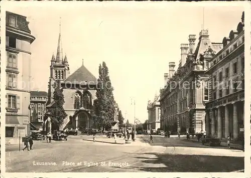 Lausanne VD Place et Eglise St Francois / Lausanne /Bz. Lausanne City