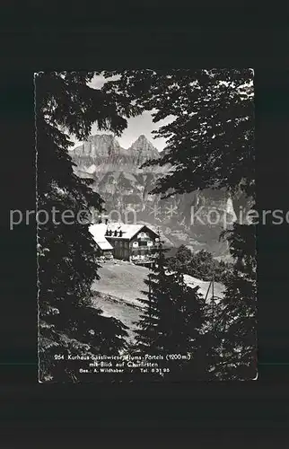 Flumserberg Portels Kurhaus Saessliwies Blick auf Churfirsten Appenzeller Alpen Kat. Flumserberg Portels