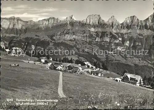 Tannenbodenalp Flumserberg mit Kurhaeusern Alpenpanorama Kat. Tannenbodenalp