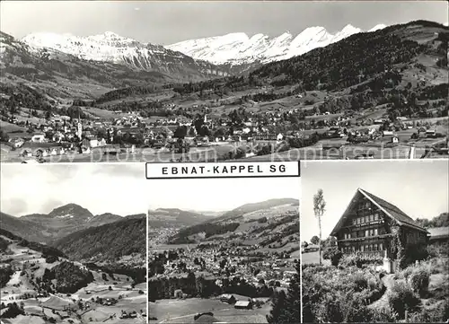 Ebnat Kappel Gesamtansicht mit Alpenpanorama Toggenburgerhaus im Acker Kat. Ebnat Kappel