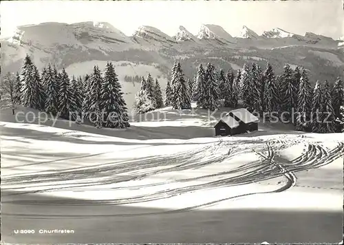 Wildhaus SG Berghuette Wintersportplatz Panorama mit Churfirsten Appenzeller Alpen Kat. Wildhaus Lisighaus