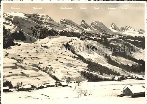 Unterwasser Toggenburg Panorama mit Iltios Abfahrten Churfirsten Appenzeller Alpen Kat. Unterwasser