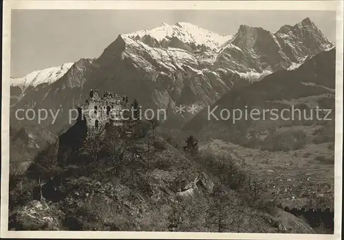 Bad Ragaz Ruine Wartenstein Alpenpanorama Kat. Bad Ragaz