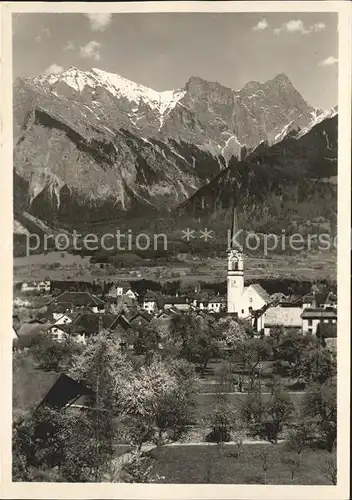 Bad Ragaz Ortsansicht mit Kirche Blick zum Falknis Raetikon Kat. Bad Ragaz