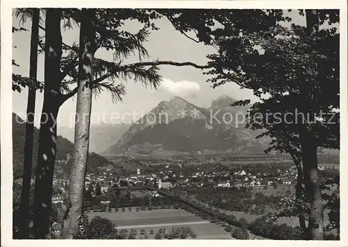 Bad Ragaz Panorama gegen Rheintal Gonzen und Alvier Kat. Bad Ragaz