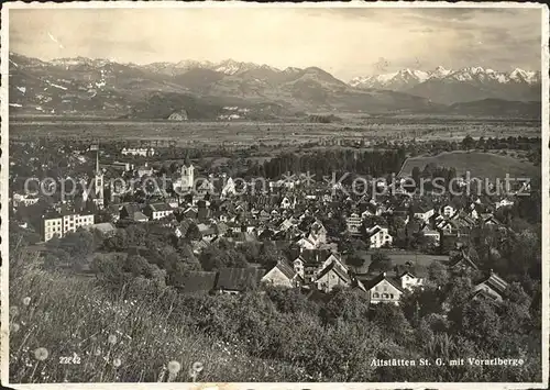 Altstaetten SG Panorama mit Vorarlberge Kat. Altstaetten