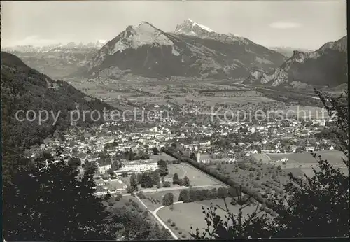 Bad Ragaz Panorama Rheintal mit Churfirsten Gonzen und Alvier Kat. Bad Ragaz