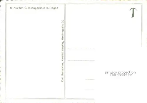 Bad Ragaz Giessenparksee Schwaene Kunstkartenverlag Heerbrugg Nr. 152 Kat. Bad Ragaz