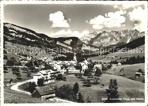 Ennetbuehl Gesamtansicht mit Blick zum Saentis Appenzeller Alpen Kat. Ennetbuehl