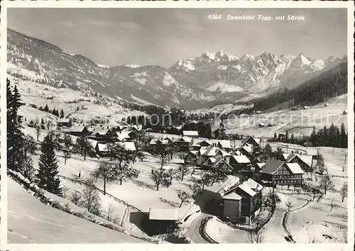 Ennetbuehl Gesamtansicht mit Blick zur Saentiskette Appenzeller Alpen Kat. Ennetbuehl