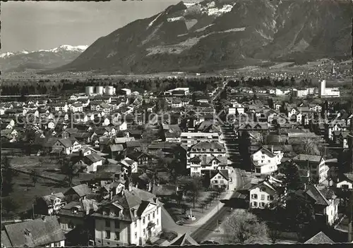 Werdenberg Blick ueber die Stadt Hauptstrasse Alpenpanorama Kat. Werdenberg