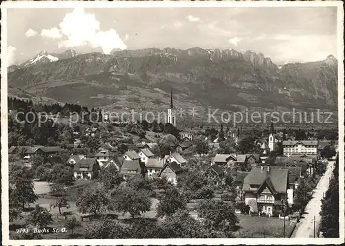 Buchs SG Ortsansicht mit Kirche Alpenpanorama /  /