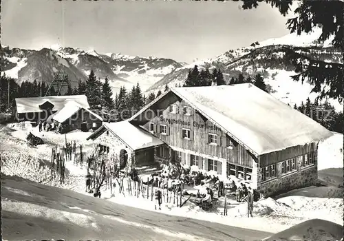 Alt St Johann Berggasthaus Churfirsten Bergstation Skilift mit Speer Appenzeller Alpen Kat. Alt St Johann