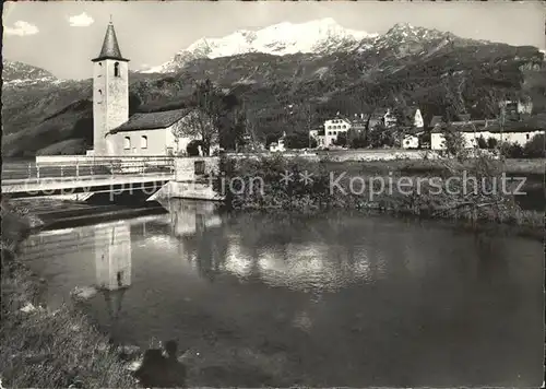 Sils Baselgia Kirche Blick Fluss Kat. Sils Baselgia