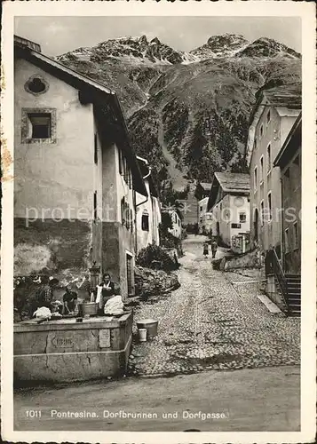 Pontresina Dorfbrunnen und Dorfgasse Kat. Pontresina