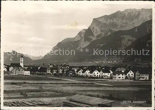 Landquart Panorama Dorf Ansicht Kat. Landquart