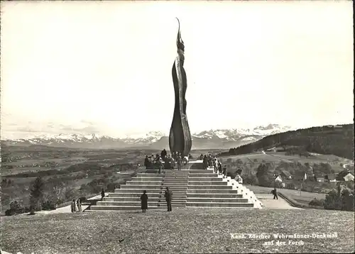 Forch Zuercher Wehrmaenner Denkmal Alpenpanorama Kat. Forch