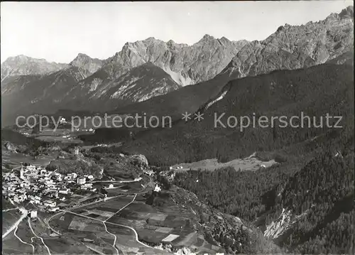 Ardez Fliegeraufnahme Alpenpanorama Kat. Ardez