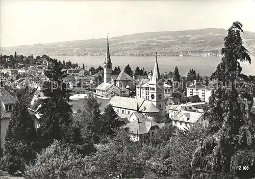 Waedenswil Ortsansicht mit Kirche Zuerichsee Kat. Waedenswil