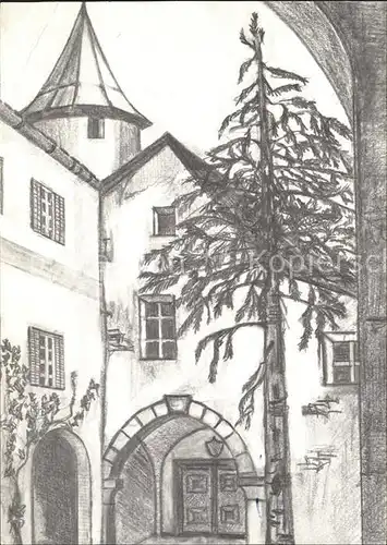 Haldenstein Schloss Zeichnung Kartenaktion Buendner Kantonsschule Kat. Haldenstein