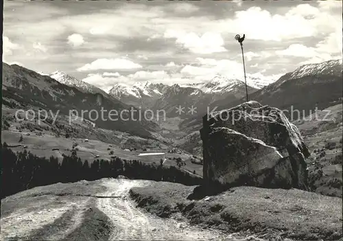 Pany Panorama Blick vom Gueggelstein gegen Silvrettagruppe Kat. Pany Luzein