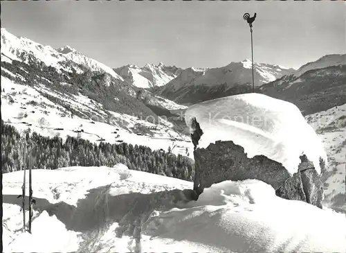 Pany Gueggelstein mit Blick auf Silvrettagruppe Wetterhahn Kat. Pany Luzein