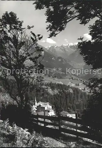 Pany Panorama Blick gegen Klosters und Silvrettagruppe Kat. Pany Luzein