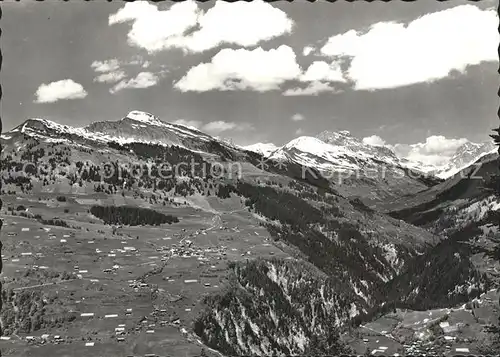 Pany Panorama mit Kreuz und St. Antoeniertal Kat. Pany Luzein