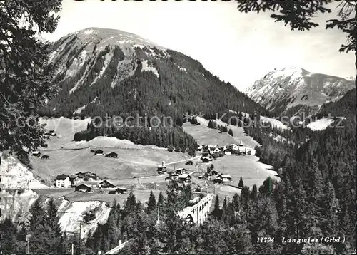 Langwies GR Viadukt Eisenbahnbruecke Alpenpanorama Kat. Langwies