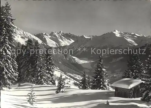 Pany Panorama Blick gegen Klosters und Silvrettagruppe Kat. Pany Luzein