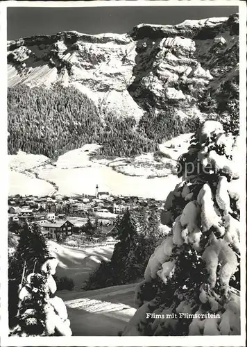 Flims Dorf Panorama mit Flimserstein Winterimpressionen Kat. Flims Dorf