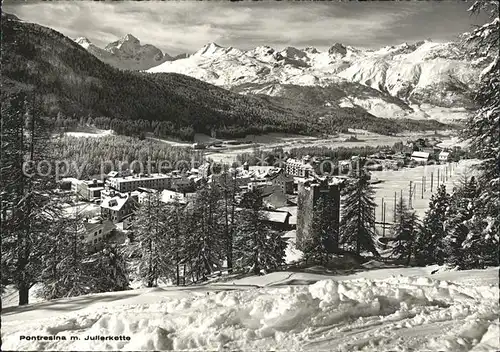 Pontresina Gesamtansicht mit Julierkette Alpenpanorama Kat. Pontresina