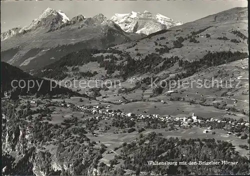 Waltensburg Graubuenden Panorama mit Brigelser Hoerner Kat. Waltensburg