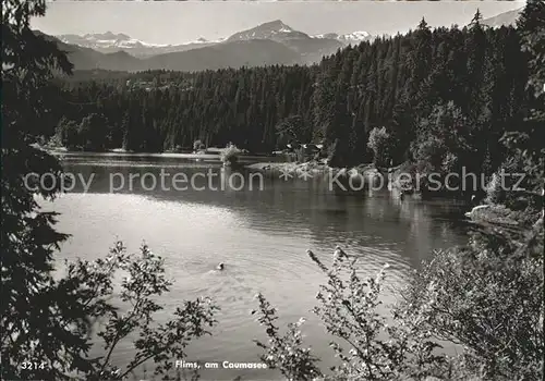 Flims Waldhaus Partie am Caumasee Alpenpanorama Kat. Flims Waldhaus