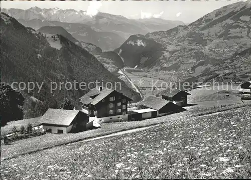 Stels Blick gegen Graue Hoerner Klus Gruesch Seewis Alpenpanorama Kat. Stels