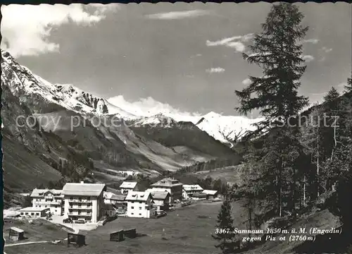 Samnaun Dorf Blick gegen Piz ot Alpenpanorama Kat. Samnaun Dorf