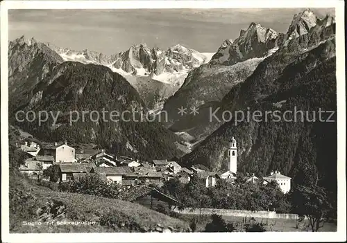 Soglio Panorama mit Scioragruppe Kat. Soglio