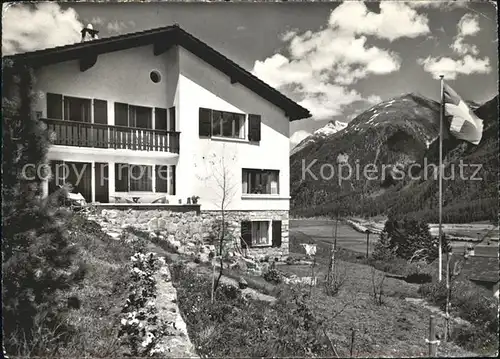 Samedan Chesa Ragettli Schweizer Flagge Kat. Samedan