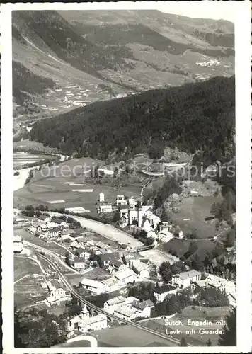 Susch Panorama mit Lavin und Guarda Kat. Susch