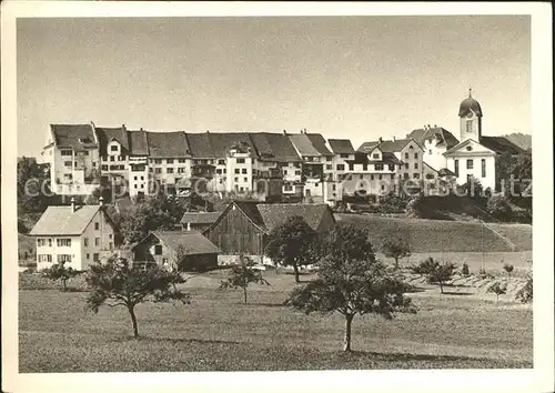 Grueningen ZH Ortsansicht mit Kirche zur 900 Jahrfeier von Schloss und Stadt / Grueningen /Bz. Hinwil