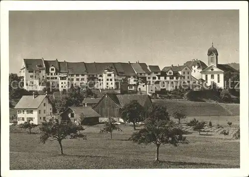 Grueningen ZH Ortsansicht mit Kirche zur 900 Jahrfeier von Schloss und Stadt / Grueningen /Bz. Hinwil