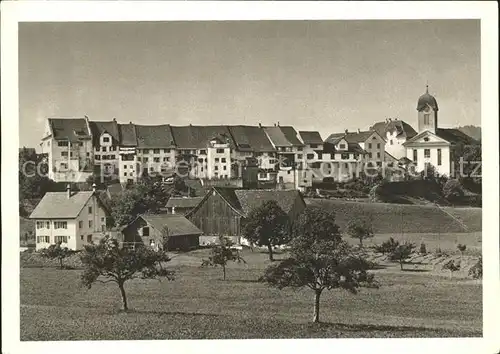 Grueningen ZH Ortsansicht mit Kirche zur 900 Jahrfeier von Schloss und Stadt / Grueningen /Bz. Hinwil