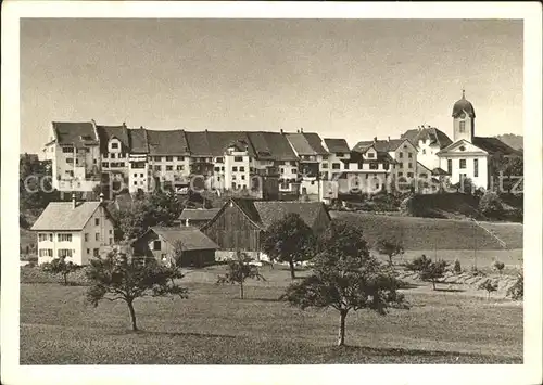 Grueningen ZH Ortsansicht mit Kirche zur 900 Jahrfeier von Schloss und Stadt / Grueningen /Bz. Hinwil