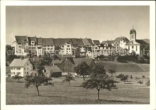 Grueningen ZH Ortsansicht mit Kirche zur 900 Jahrfeier von Schloss und Stadt / Grueningen /Bz. Hinwil