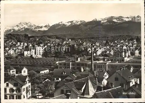 Rueti ZH Blick ueber die Stadt mit Alpenpanorama Kat. Rueti ZH