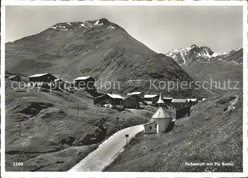 Tschamutt Graubuenden Gesamtansicht mit Piz Badus Gotthardmassiv Kat. Sedrun