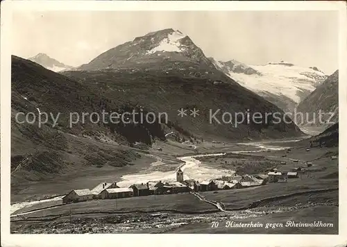 Hinterrhein Panorama gegen Rheinwaldhorn Adula Alpen Kat. Hinterrhein