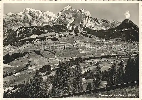 Wildhaus SG mit Schafberg und Saentis Kat. Wildhaus Lisighaus